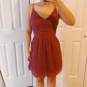 Abercrombie & Fitch Lace Mini Dress in Deep Red